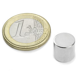 S-10-10-N, Disco magnético Ø 10 mm, alto 10 mm, neodimio, N45, niquelado