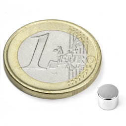 S-05-04-N, Disco magnético Ø 5 mm, alto 4 mm, neodimio, N45, niquelado