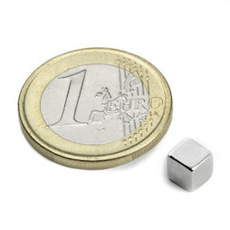 W-05-N, Cubo magnetico 5 mm, neodimio, N42, nichelato