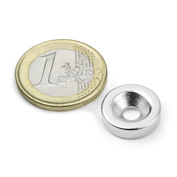 CS-S-15-04-N, Disco magnético Ø 15 mm, 4 mm de alto, con taladro avellanado, N35, niquelado