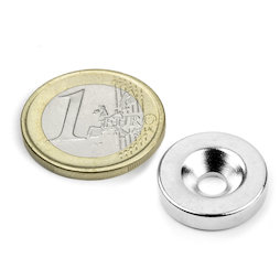 CS-S-18-04-N, Disco magnético Ø 18 mm, 4 mm de alto, con taladro avellanado, N35, niquelado