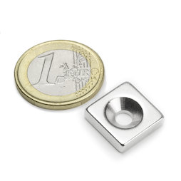 CS-Q-15-15-04-N, Bloque magnético 15 x 15 x 4 mm, con taladro avellanado, N35, niquelado