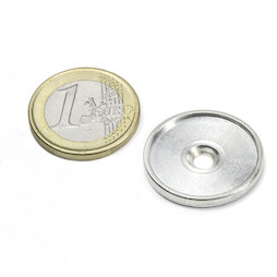 MSD-21, Disco metálico con borde y taladro avellanado M3, Diámetro interior 21 mm, como contrapieza para imanes. ¡No es un imán!