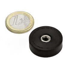 ITNG-25, aimant en pot caoutchouté, avec filetage intérieur M5, Ø 29 mm
