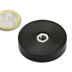 ITNG-40, imán en recipiente de goma, con rosca interior M6, Ø 45 mm