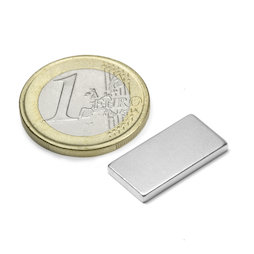 Q-20-10-02-N, Bloque magnético 20 x 10 x 2 mm, neodimio, N45, niquelado