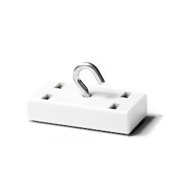 WS-HOOK-01, Bloque magnético con gancho, sistema magnético de ferrita en recipiente de plástico, rectangular, 53 x 27,5 mm