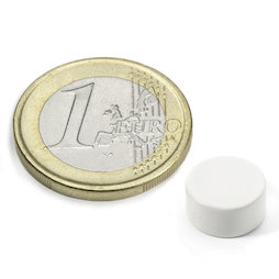 S-10-05-E/white, Color blanco, Disco magnético Ø 10 mm, alto 5 mm, neodimio, N42, con recubrim. epoxi