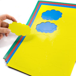 BA-014CL, Nubes magnéticas, para pizarras blancas y de planificación, 10 símbolos por hoja A4, en diferentes colores