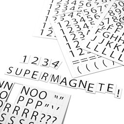 BA-015LN, Cifras y letras magnéticas, para etiquetar estanterías metálicas, 120 caracteres por hoja A4, Set de 2 piezas