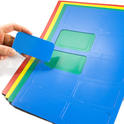 BA-014BR, Bocadillo magnético rectangular, para pizarras blancas y de planificación, 10 símbolos por hoja A4, en diferentes colores