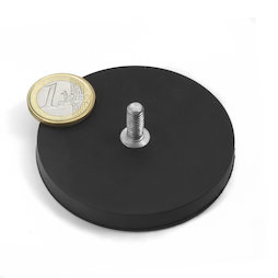 GTNG-66, imán en recipiente de goma con vástago roscado, Ø 66 mm, rosca M8