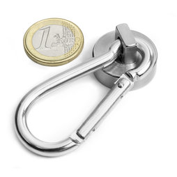 KTN-25, Imán en recipiente con mosquetón Ø 25 mm, largo del mosquetón: 60 mm