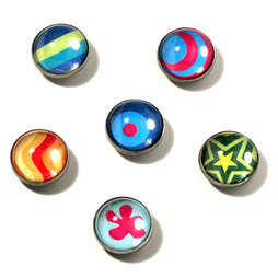 LIV-05, Crazy, imanes decorativos de vidrio acrílico y metal, 6 uds.