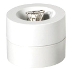 M-CLIP/white, Dispensador magnético de clips, con un potente imán en el centro, de plástico, blanco