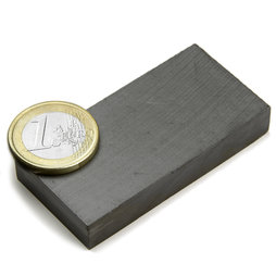 FE-Q-60-30-10, Parallelepipedo magnetico 60 x 30 x 10 mm, ferrite, Y35, senza rivestimento